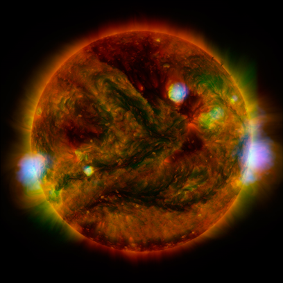 emissão de raios X e luz ultravioleta pelo Sol