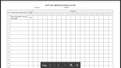 Format Absen Guru PAUD/TK Excel