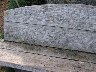 Graffiti and carving on benches is common in California