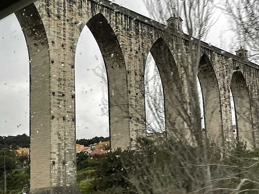 The structure seen from a train window.