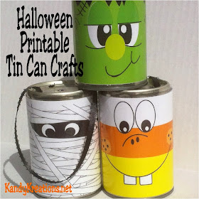 Looking for easy Halloween decorations? How about these free printables Halloween monsters using tin cans.  These easy tin can crafts can be used for Halloween games, halloween mantel decorations, or treat holders for your little ghouls.  