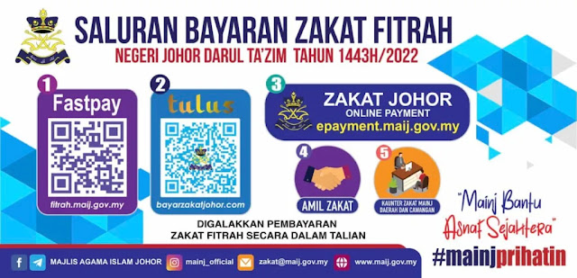 Kadar Bayaran Zakat Fitrah Johor 2022 RM7 Dan RM10