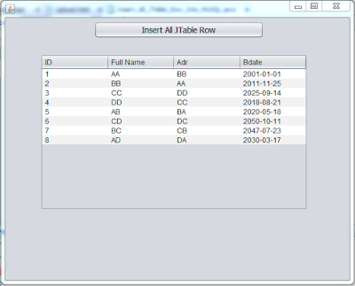 java add jtable data to mysql