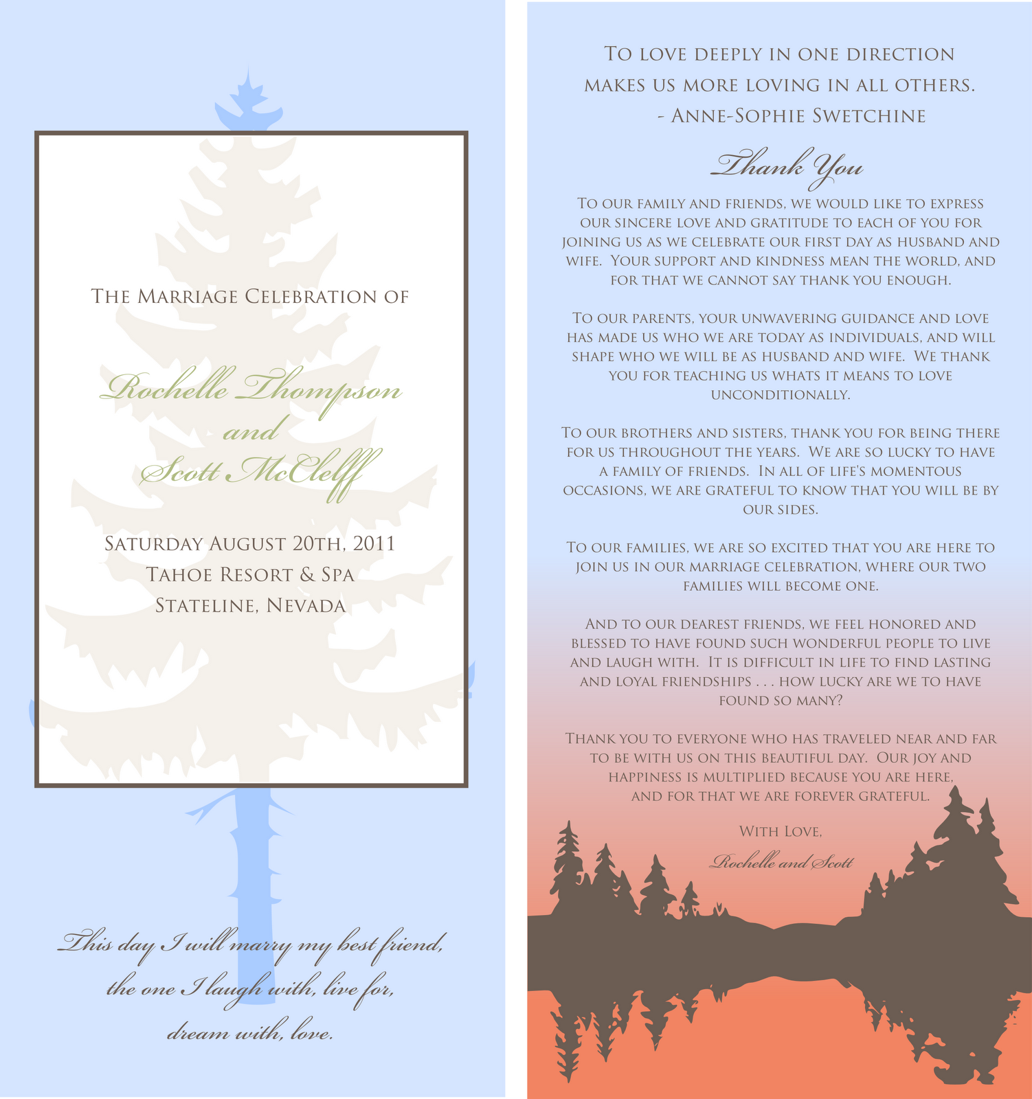 wedding program wording