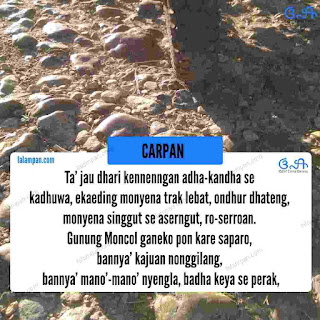 carpan Jalan Rosak, Carpan, Carpan Mat Toyu, Carpan Madura, sastra madura, basa madura, bahasa madura.