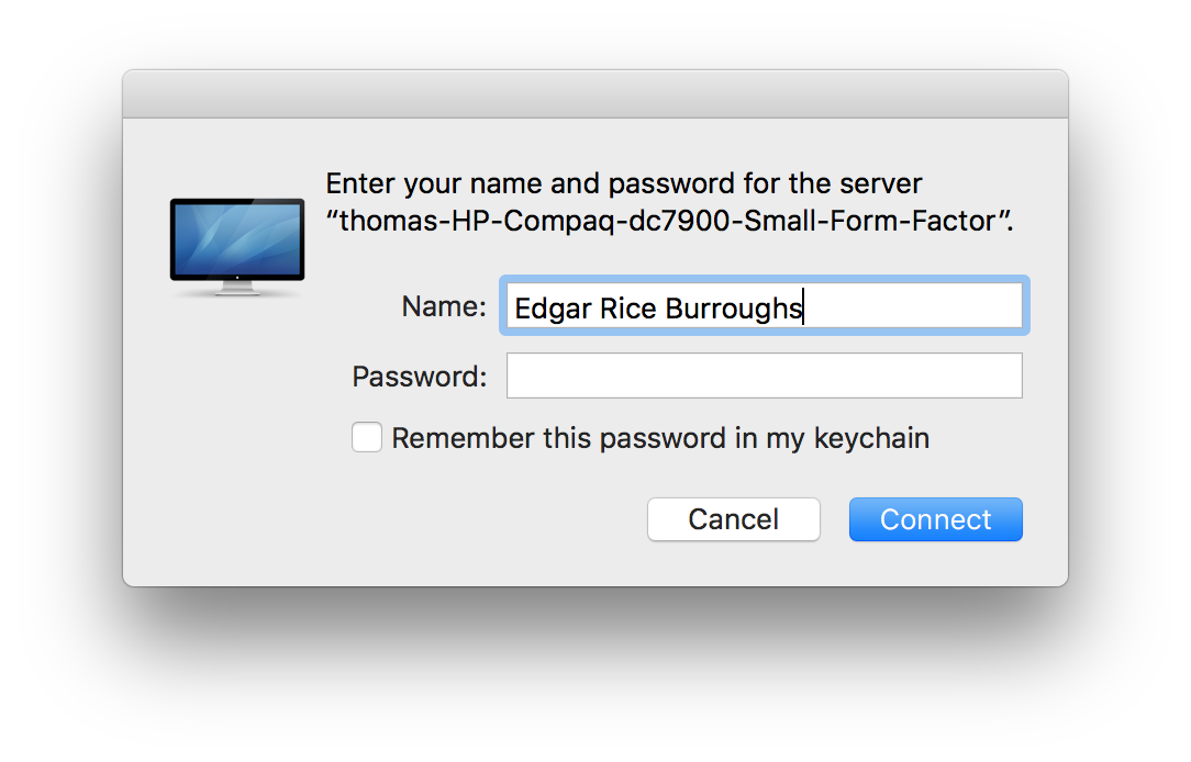 84 oops can t use Mac login credentials