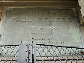 Placa en la Casa de Paul Revere en Boston