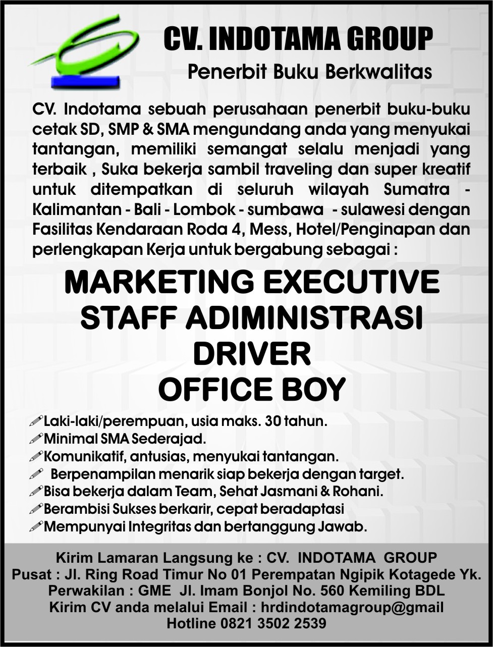 KARIR KERJA CV. Indotama Group