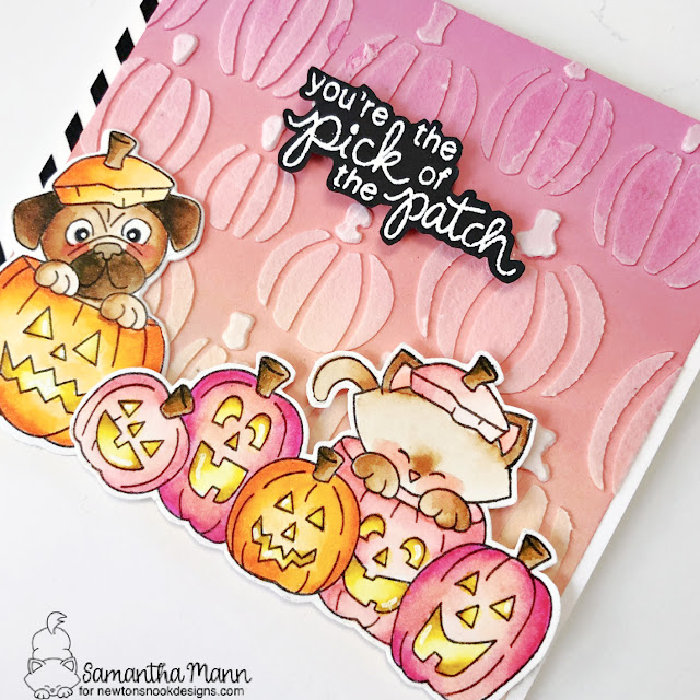 Halloween Inspiration Week | Card by Samantha Mann | Newton's Boo-tiful Night Stamp Set, Pug-kin Stamp Set and Jack-'o-lantern Stencil Set by #newtonsnook #handmade