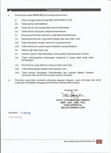 Jawatan Kosong Majlis Daerah Lipis (MDL) Oktober 2017