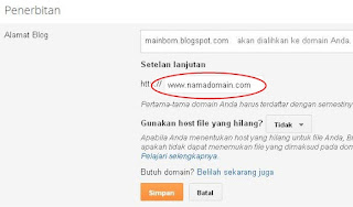 cara ganti domain blogspot di Domain.com