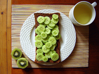 sencha green tea ryebread butter cucumbers kiwifruit