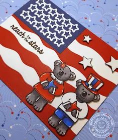 Sunny Studio Stamps: Fourth of July Flag Card by Lindsey Bailey (using Stars & Stripes, Comfy Creatures, Wavy Borders & Star Border die)