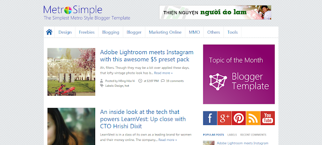 Download Free Responsive Metro Simple Blogger Template