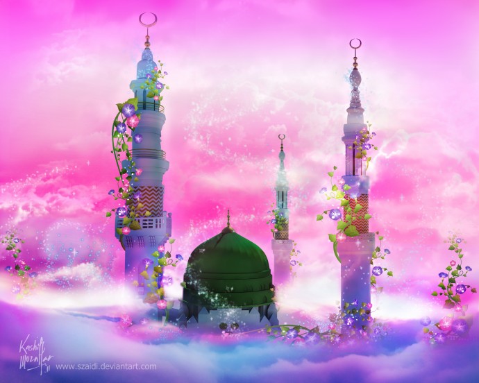 Glorious Mosque in Pink – Wallpaper | Islamic Wallpapers