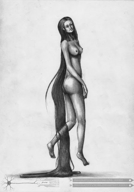 art artist pencil drawing draw paper traditional surreal woman lady girl nude naked love  death concept abhijithvb abhijith vb avb india kerala