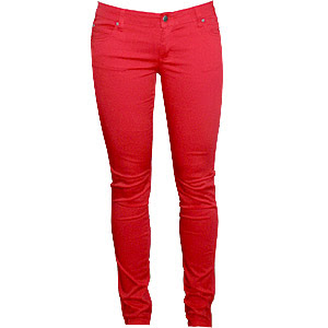 red skinny jeans