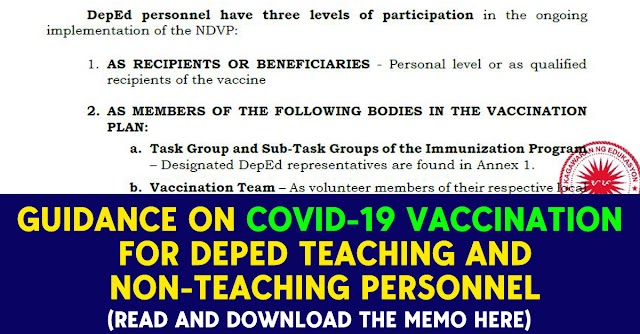 Guidance on COVID-19 Vaccination for DepEd Teaching and Non-teaching personnel