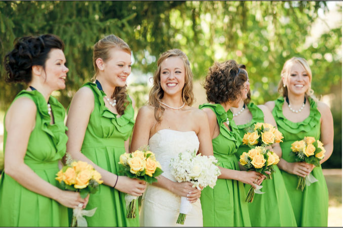 Grass green bridesmaid dresses