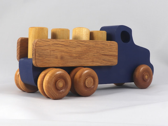 Wooden Toy Lorry Truck, Handmade and Painted in Your Choice of Colors and Amber Shellac, from Easy 5 Truck Fleet Collection, Made To Order