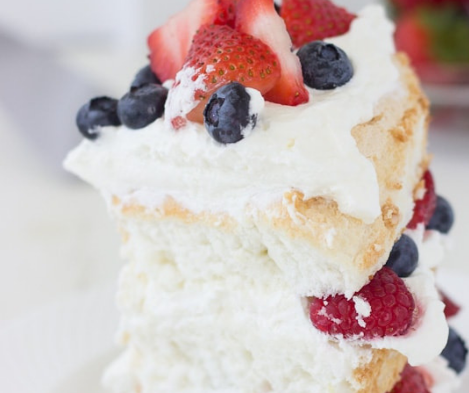 Angel Food Cake with Coconut Whipped Cream and Berries