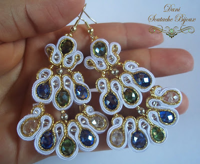 Brincos em soutache e cristais Rondelle