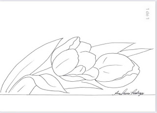 desenho de tulipas para pintar em toalha de rosto