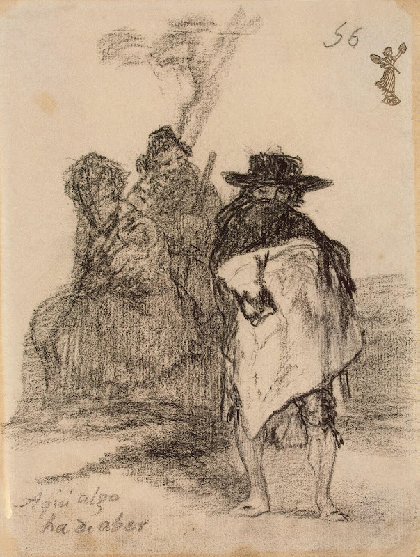 Here Something Is Bound to Happen by Francisco Goya - Genre Drawings from Hermitage Museum