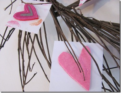 Twig heart wreath with felt hearts