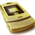 Motorola V3i with stainless steel gold and 855 diamonds