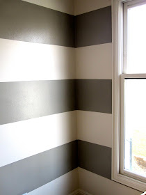 white and gray stripped walls