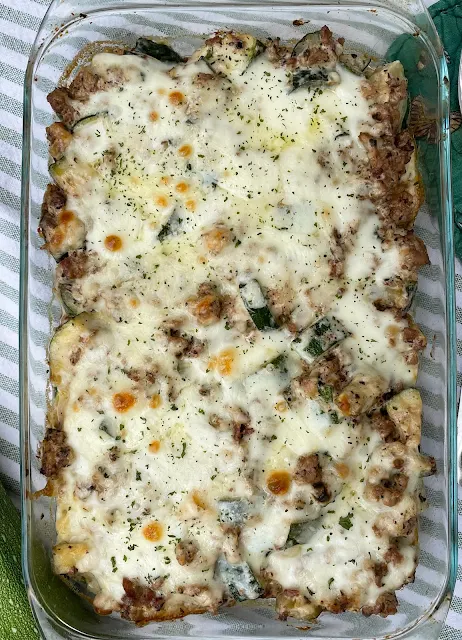 Finished German turkey zucchini casserole.