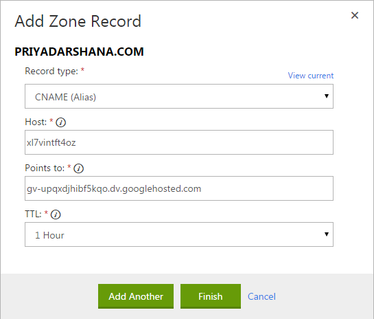 add zone record - godaddy