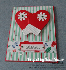 Craft with Beth: Stampin' Up! Second Sunday Sketches sketch challenge with measurements mittens card stamping celebrate let it snow specialty designer series paper dsp