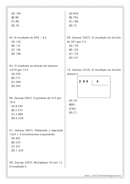 SIMULADO DE MATEMÁTICA 4º E 5º ANO – DESCRITOR 18