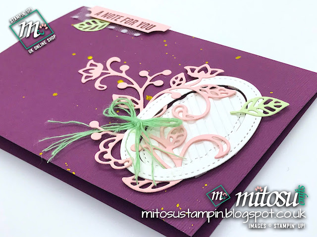 Stampin' Up! Flourish Thinlits Card Idea. Order Craft Products from Mitosu Crafts UK Online Shop