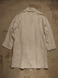 TOUJOURS "Gown Coat - Washed Linen Stripe Chambray Cloth"