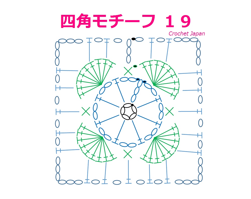 かぎ編み Crochet Japan クロッシェジャパン 四角モチーフ １９ かぎ針編み 音声 編み図 字幕で解説 How To Crochet Square Motif