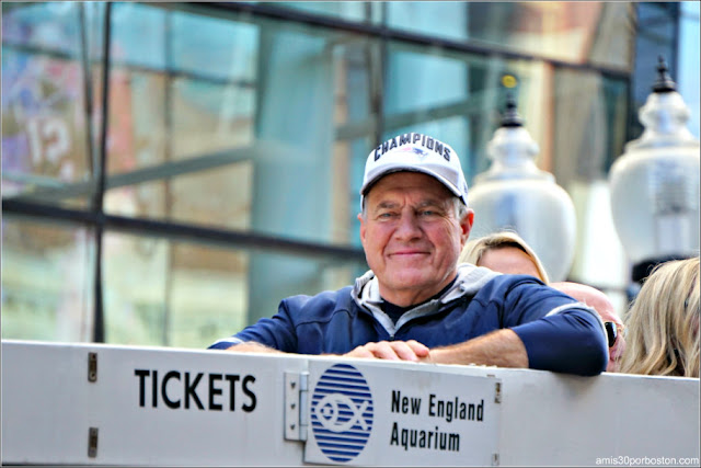 Bill Belichick en el Desfile de Celebración de la Super Bowl LIII