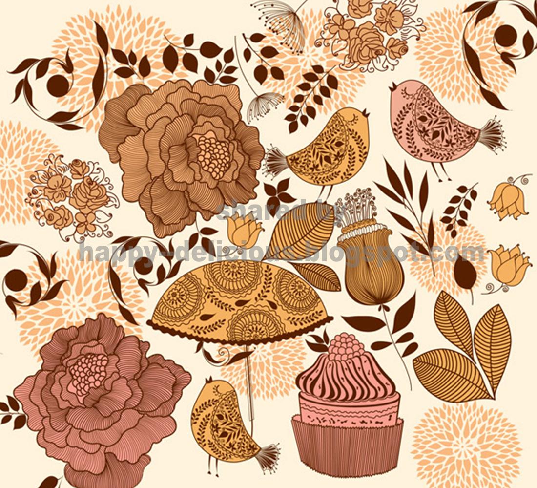 Happy Delicious Stuff: Clip Art - Beige Floral Background