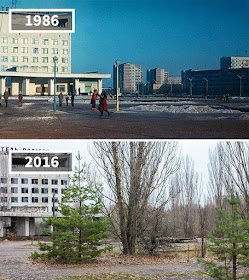 Antes y después Prípiat, Chernobyl