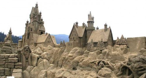 Sand art in a beautiful sculptures