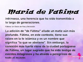 ▷ Significado del nombre Maria de Fatima