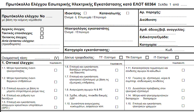 Κατηγοριοποίηση εσωτερικών ηλεκτρικών εγκαταστάσεων (ΕΗΕ),  χρονικά διαστήματα τακτικών επανελέγχων