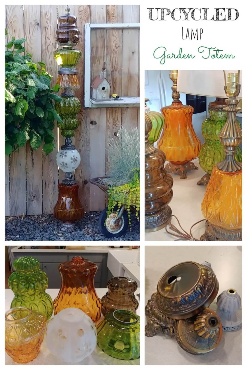DIY Garden Totem From Repurposed Lamps
