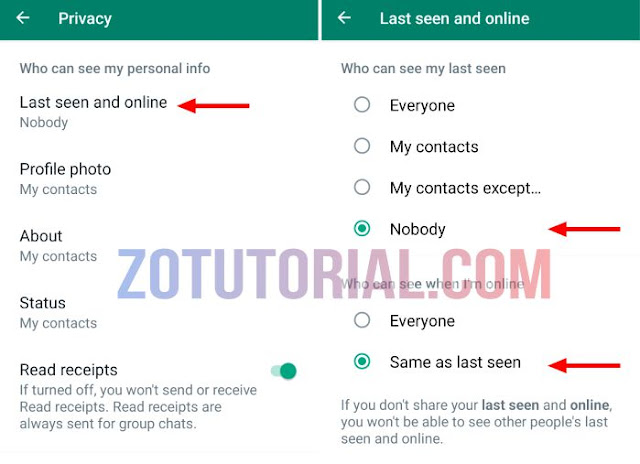 Cara Menghilangkan Online saat Online di WhatsApp