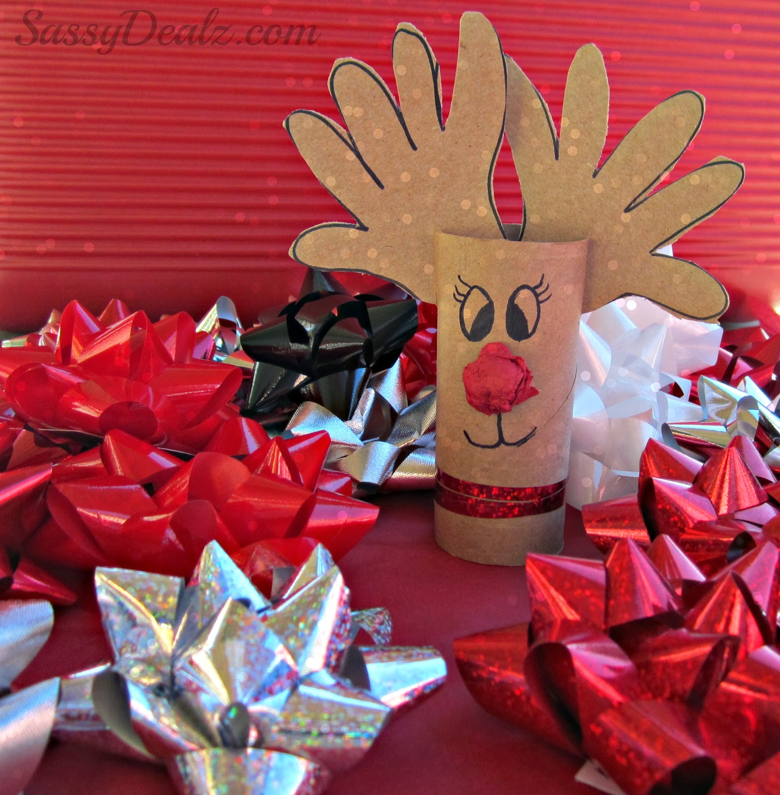Handprint Reindeer Toilet  Paper  Roll  Craft  For Kids 