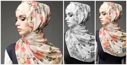 Model Jilbab bermotif Bunga