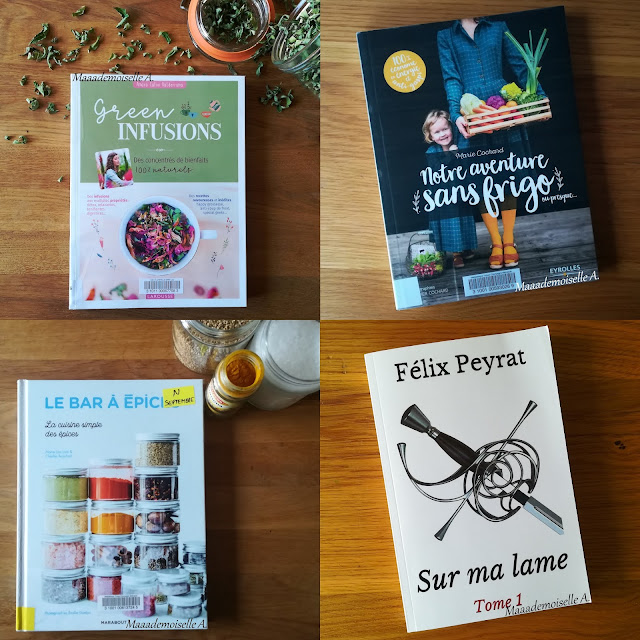 Mes dernières lectures # 22 : Green infusions, Notre aventure sans frigo ou presque, Le bar à épices, Sur ma lame