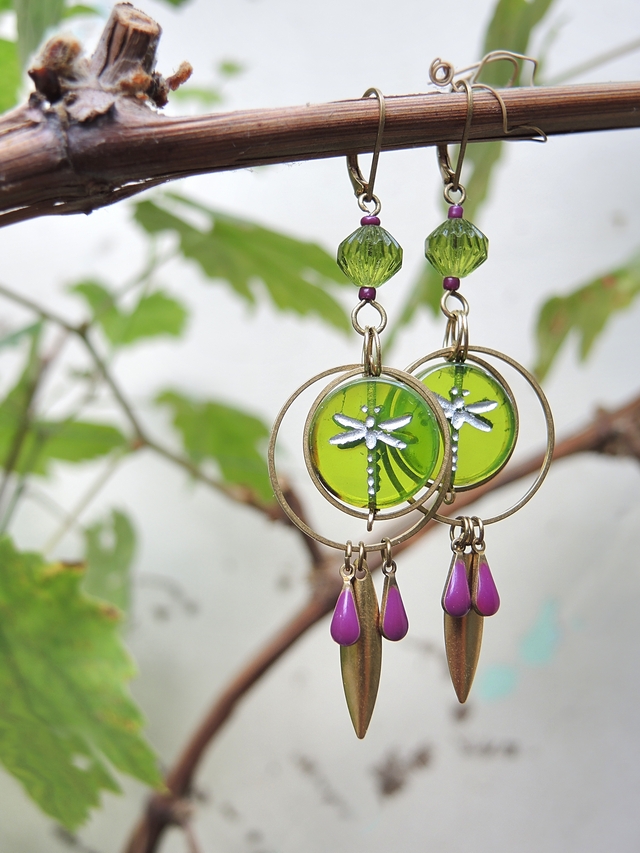 DIY oorbellen/earrings 'libelle'